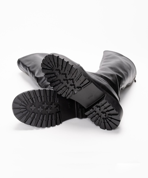 SVEC（シュベック）の「バックジップ タンクソール 厚底 ニーハイブーツ（ブーツ・レディース・ブラウン/ホワイト/ブラック・37/35/38/36/39）」の4枚目の写真