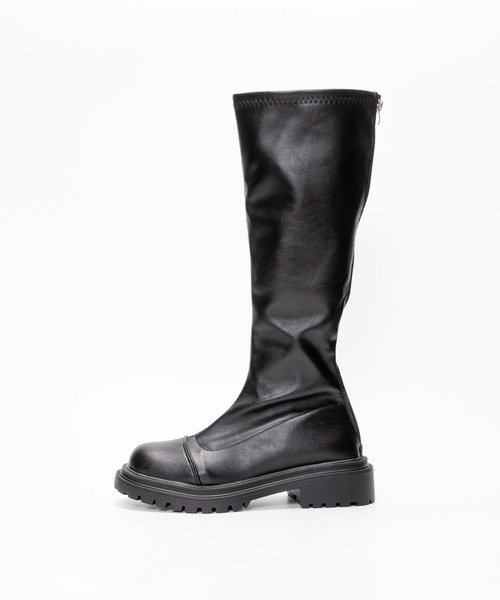 SVEC（シュベック）の「バックジップ タンクソール 厚底 ニーハイブーツ（ブーツ・レディース・ブラウン/ホワイト/ブラック・37/35/38/36/39）」の10枚目の写真