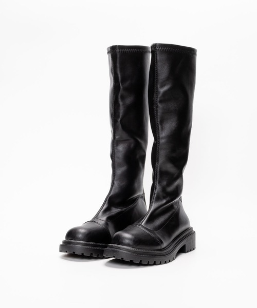 SVEC（シュベック）の「バックジップ タンクソール 厚底 ニーハイブーツ（ブーツ・レディース・ブラウン/ホワイト/ブラック・37/35/38/36/39）」の8枚目の写真