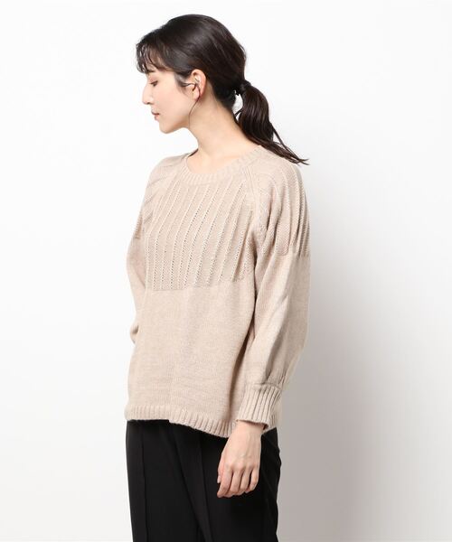 Samansa Mos2（サマンサ モスモス）の「タック柄切替クルーネックニット（ニット/セーター・レディース・オレンジ/グリーン/チャコール/ベージュ・ﾌﾘ-）」の8枚目の写真