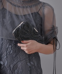 シェルデザイン ビーズ刺繍 2Way 結婚式 お呼ばれ パーティーバッグ