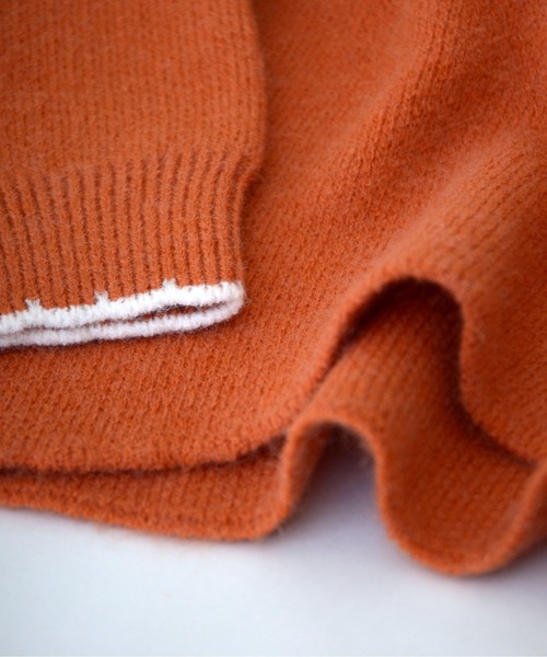 ibeul_（イベール）の「アシメカットハンドステッチニット（ニット/セーター・レディース・ネイビー/オレンジ/アイボリー・FREE）」の13枚目の写真