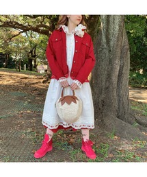 ピンクハウス　バックフリル付き　フードブルゾン パフュームプリントバッグ｜ピンクハウスオフィシャルオンライン