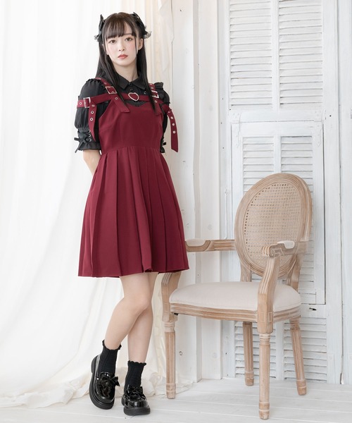 DearMyLove(ディアマイラブ)の「バックルベルトプリーツジャンスカ(ジャンパースカート・レディース・ブラック/パープル/レッド・MEDIUM/X-LARGE/LARGE/XX-LARGE)」の13枚目の写真