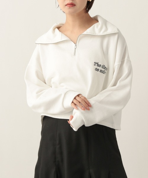 Heather（ヘザー）の「フレームロゴハーフZIPウラケ　265381（スウェット・レディース・ブラック/オフホワイト/グリーン/アイボリー・FREE）」の2枚目の写真