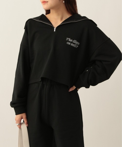 Heather（ヘザー）の「フレームロゴハーフZIPウラケ　265381（スウェット・レディース・ブラック/オフホワイト/グリーン/アイボリー・FREE）」の4枚目の写真