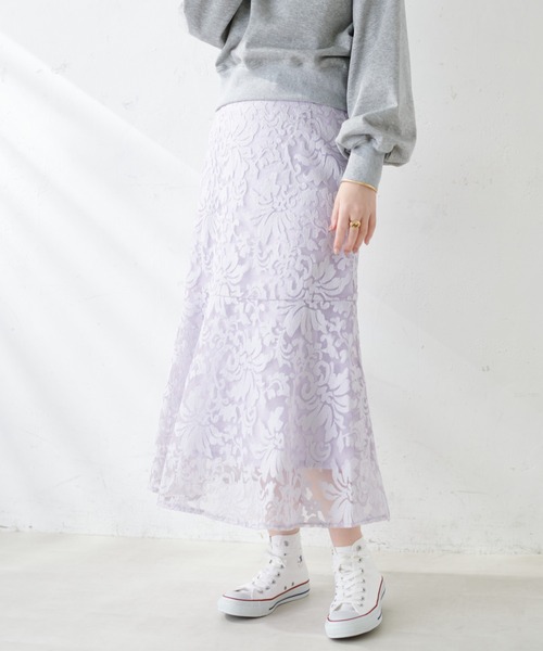 natural couture（ナチュラルクチュール）の「上品な刺繍使いで大人見え、オリエンタル刺繍スカート（スカート・レディース・アイボリー/ラベンダー/ピンクベージュ・FREE）」の14枚目の写真