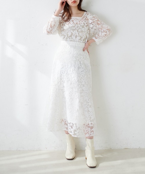 natural couture（ナチュラルクチュール）の「上品な刺繍使いで大人見え、オリエンタル刺繍スカート（スカート・レディース・アイボリー/ラベンダー/ピンクベージュ・FREE）」の11枚目の写真