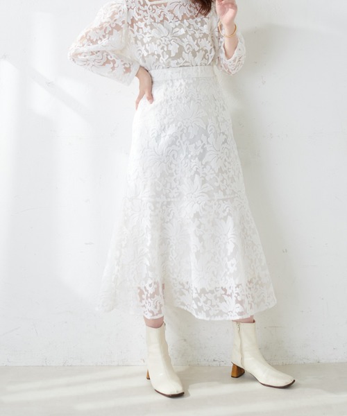 natural couture（ナチュラルクチュール）の「上品な刺繍使いで大人見え、オリエンタル刺繍スカート（スカート・レディース・アイボリー/ラベンダー/ピンクベージュ・FREE）」の10枚目の写真