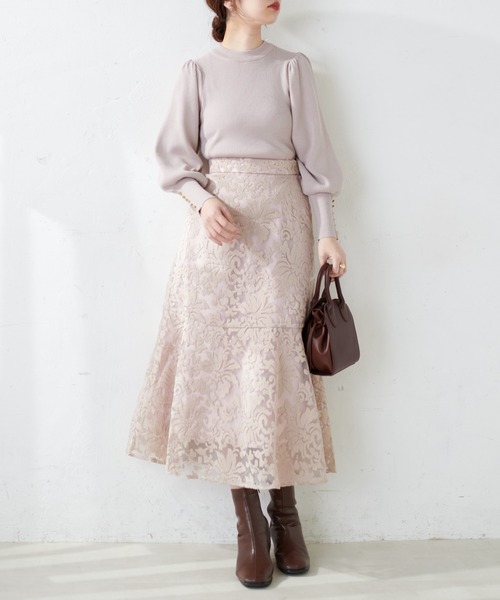 natural couture（ナチュラルクチュール）の「上品な刺繍使いで大人見え、オリエンタル刺繍スカート（スカート・レディース・アイボリー/ラベンダー/ピンクベージュ・FREE）」の21枚目の写真