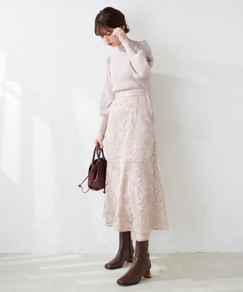 natural couture（ナチュラルクチュール）の「上品な刺繍使いで大人見え、オリエンタル刺繍スカート（スカート・レディース・アイボリー/ラベンダー/ピンクベージュ・FREE）」の20枚目の写真