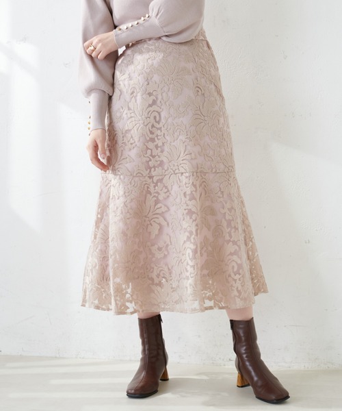 natural couture（ナチュラルクチュール）の「上品な刺繍使いで大人見え、オリエンタル刺繍スカート（スカート・レディース・アイボリー/ラベンダー/ピンクベージュ・FREE）」の19枚目の写真