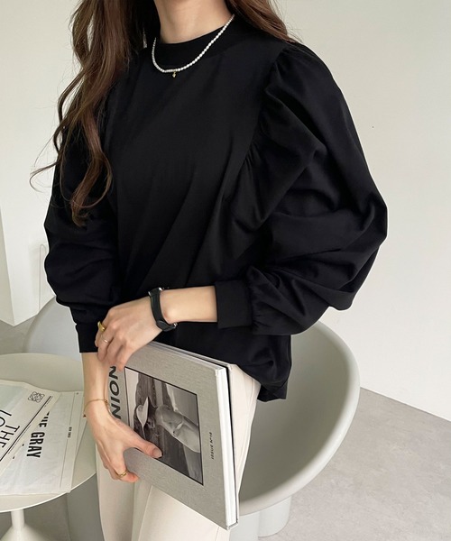 GeeRA(ジーラ)の「綿100%きれいめボリューム袖カットソー(Tシャツ/カットソー・レディース・ラベンダー/オフホワイト/ブラック・SMALL/X-LARGE/MEDIUM/LARGE/XX-LARGE)」の12枚目の写真