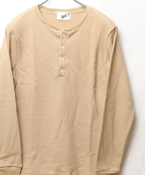 Mag.(マグ)の「【RDS】ヘンリーネック サーマルロングスリーブTシャツ(Tシャツ/カットソー・メンズ・ベージュ/ブラック/グレー/ホワイト/カーキ/ライトピンク/ネイビー・LARGE/X-LARGE/MEDIUM)」の1枚目の写真