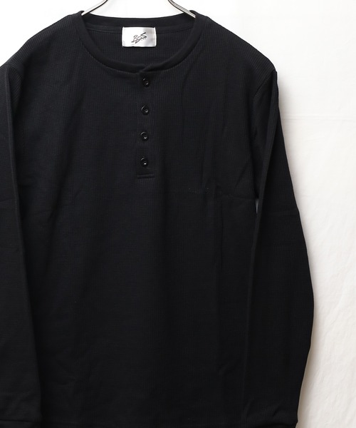 Mag.(マグ)の「【RDS】ヘンリーネック サーマルロングスリーブTシャツ(Tシャツ/カットソー・メンズ・ベージュ/ブラック/グレー/ホワイト/カーキ/ライトピンク/ネイビー・LARGE/X-LARGE/MEDIUM)」の3枚目の写真