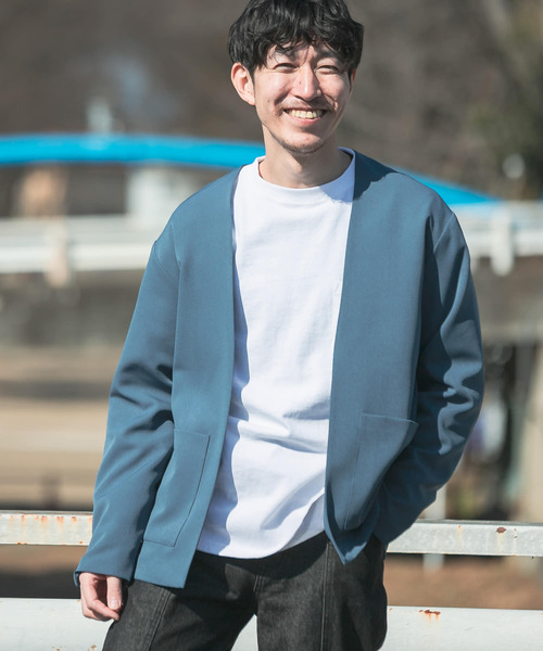ITEMS URBANRESEARCH(アイテムズ アーバンリサーチ)の「ストレッチノーカラー ジャケットカーディガン(ノーカラージャケット・メンズ・グレー/ブルー/ブラック・MEDIUM/LARGE)」の5枚目の写真