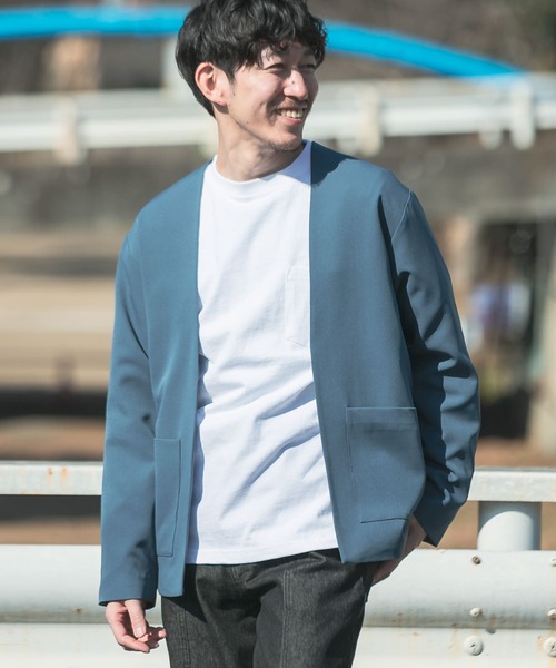 ITEMS URBANRESEARCH(アイテムズ アーバンリサーチ)の「ストレッチノーカラー ジャケットカーディガン(ノーカラージャケット・メンズ・グレー/ブルー/ブラック・MEDIUM/LARGE)」の6枚目の写真