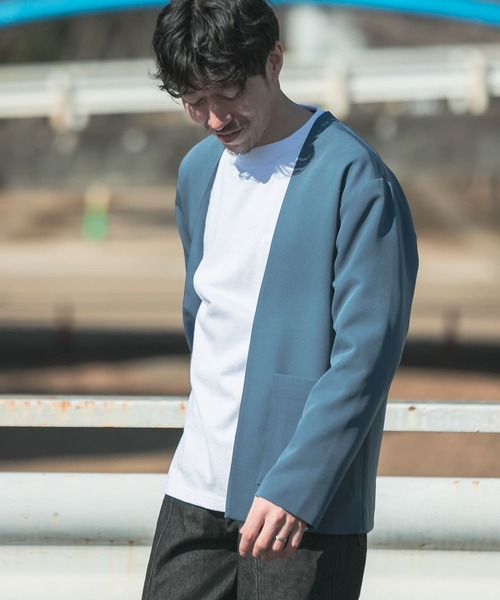 ITEMS URBANRESEARCH(アイテムズ アーバンリサーチ)の「ストレッチノーカラー ジャケットカーディガン(ノーカラージャケット・メンズ・グレー/ブルー/ブラック・MEDIUM/LARGE)」の7枚目の写真