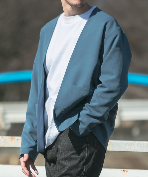 ITEMS URBANRESEARCH(アイテムズ アーバンリサーチ)の「ストレッチノーカラー ジャケットカーディガン(ノーカラージャケット・メンズ・グレー/ブルー/ブラック・MEDIUM/LARGE)」の8枚目の写真