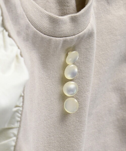 BRANSHES（ブランシェス）の「ドット柄 / ギンガムチェック袖ボリュームワンピース（ワンピース・キッズ・ピンクベージュ/ブラック・110/140/100/130/150/90/120）」の14枚目の写真