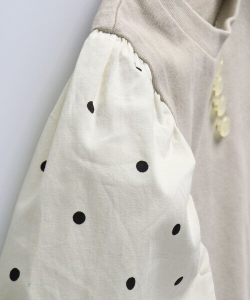 BRANSHES（ブランシェス）の「ドット柄 / ギンガムチェック袖ボリュームワンピース（ワンピース・キッズ・ピンクベージュ/ブラック・110/140/100/130/150/90/120）」の5枚目の写真