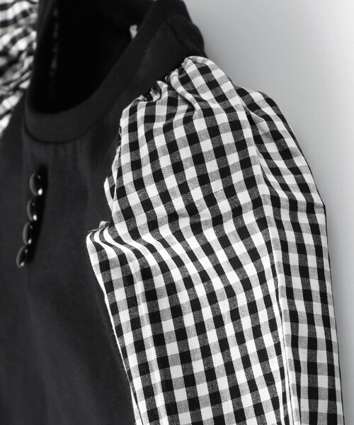 BRANSHES（ブランシェス）の「ドット柄 / ギンガムチェック袖ボリュームワンピース（ワンピース・キッズ・ピンクベージュ/ブラック・110/140/100/130/150/90/120）」の20枚目の写真