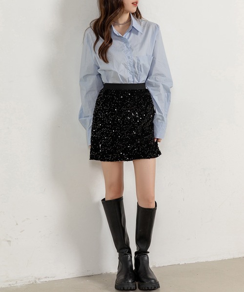 DAY CLOSET(デイ クローゼット)の「レディース スタイリッシュオーバーサイズ長袖シャツ(シャツ/ブラウス・レディース・ライトブルー・ONE SIZE)」の10枚目の写真