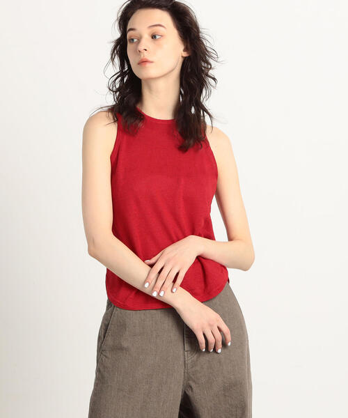 TOMORROWLAND （トゥモローランド）の「プレーンリネン アメリカンスリーブプルオーバー（ニット/セーター・レディース・チャコールグレー/レッド/ライトイエロー/シルバー系その他・S）」の3枚目の写真