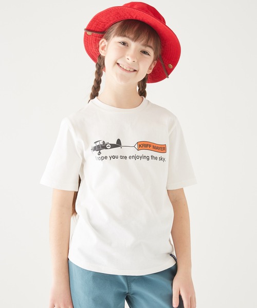 KRIFF MAYER Kid's Collection（クリフメイヤーキッズコレクション）の「楽LUCK-TEE（パイロットマーくん）（Tシャツ/カットソー・キッズ・ネイビー/オフホワイト/サックスブルー/チャコール・120/130/140/150/160/170）」の2枚目の写真