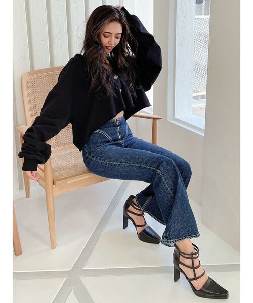 GYDA(ジェイダ)の「LOOSEスウェットカーディガン(カーディガン/ボレロ・レディース・オフホワイト/ブラック・FREE)」の11枚目の写真