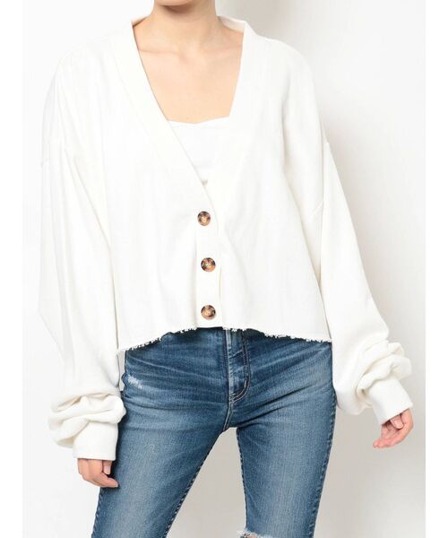 GYDA(ジェイダ)の「LOOSEスウェットカーディガン(カーディガン/ボレロ・レディース・オフホワイト/ブラック・FREE)」の15枚目の写真