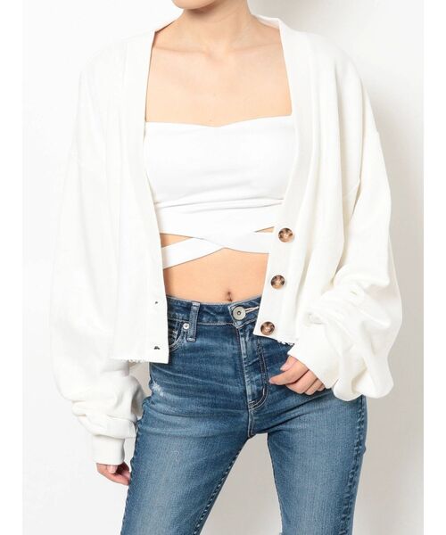 GYDA(ジェイダ)の「LOOSEスウェットカーディガン(カーディガン/ボレロ・レディース・オフホワイト/ブラック・FREE)」の16枚目の写真