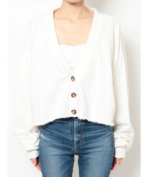 GYDA(ジェイダ)の「LOOSEスウェットカーディガン(カーディガン/ボレロ・レディース・オフホワイト/ブラック・FREE)」の17枚目の写真