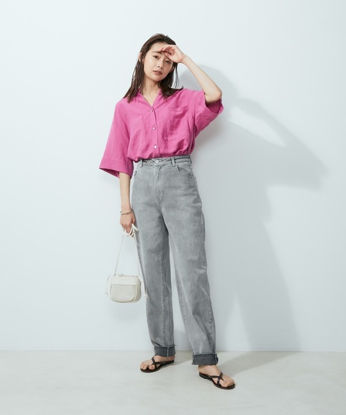 SALON adam et rope'（サロン アダム エ ロペ）の「キャンバスレザーコンビ巾着バッグ（ショルダーバッグ・レディース・ブラック/ホワイト/イエロー・FREE）」の4枚目の写真