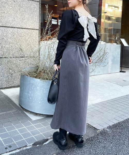 one after another NICE CLAUP(ワンアフターアナザーナイスクラップ)の「バックリボンテレコトップス(Tシャツ/カットソー・レディース・ブラック/ベージュ/オフホワイト/ホワイト系その他・FREE)」の5枚目の写真