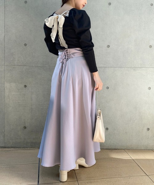 one after another NICE CLAUP(ワンアフターアナザーナイスクラップ)の「バックリボンテレコトップス(Tシャツ/カットソー・レディース・ブラック/ベージュ/オフホワイト/ホワイト系その他・FREE)」の11枚目の写真