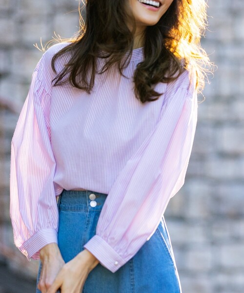 DRESKIP（ドレスキップ）の「◆イージーケアー先染め後ろタック七分袖ブラウス（シャツ/ブラウス・レディース・グリーン系その他4/ブラック系2/パープル系5/ブラック系1/ブルー系6/ネイビー系2・02/03/04）」の7枚目の写真