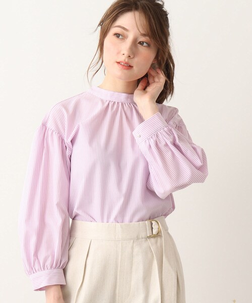 DRESKIP（ドレスキップ）の「◆イージーケアー先染め後ろタック七分袖ブラウス（シャツ/ブラウス・レディース・グリーン系その他4/ブラック系2/パープル系5/ブラック系1/ブルー系6/ネイビー系2・02/03/04）」の8枚目の写真