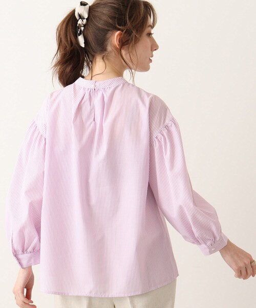 DRESKIP（ドレスキップ）の「◆イージーケアー先染め後ろタック七分袖ブラウス（シャツ/ブラウス・レディース・グリーン系その他4/ブラック系2/パープル系5/ブラック系1/ブルー系6/ネイビー系2・02/03/04）」の10枚目の写真