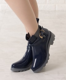 Lace Ladies | ベルト付きエナメル調ショート丈レインブーツ(レインシューズ)