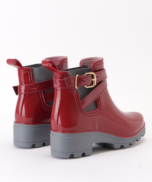 Lace Ladies（レースレディース）の「ベルト付きエナメル調ショート丈レインブーツ（レインシューズ・レディース・ブラック/ネイビー/レッド・23/24/25/22.5/24.5/23.5）」の8枚目の写真