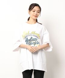INDIAN（インディアン）の「【Bl】【INDIAN】刺繍+プリント　オーバーサイズTシャツ（Tシャツ/カットソー）」