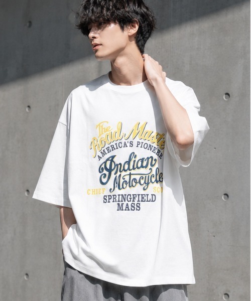 INDIAN(インディアン)の「【Bl】ネイティブロゴオーバーサイズTシャツ 半袖 / INDIAN(Tシャツ/カットソー・レディース・ホワイト/ブラック/ミント・LARGE/MEDIUM)」の1枚目の写真