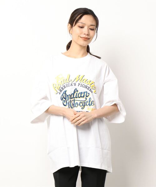 INDIAN(インディアン)の「【Bl】ネイティブロゴオーバーサイズTシャツ 半袖 / INDIAN(Tシャツ/カットソー・レディース・ホワイト/ブラック/ミント・LARGE/MEDIUM)」の11枚目の写真