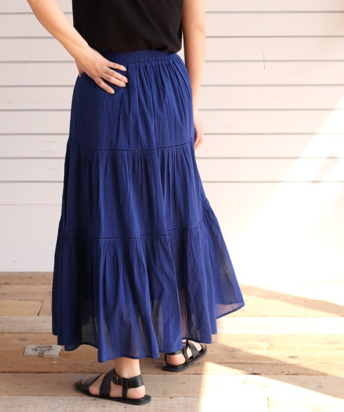 cepo（セポ）の「ボイルティアードレーススカート（スカート・レディース・ブラック/レッド/イエロー/ブルー・M）」の3枚目の写真