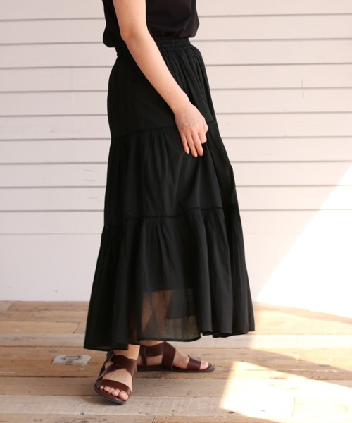 cepo（セポ）の「ボイルティアードレーススカート（スカート・レディース・ブラック/レッド/イエロー/ブルー・M）」の2枚目の写真