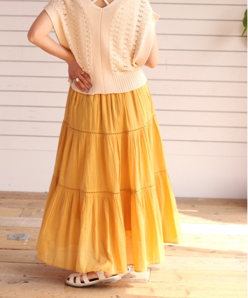 cepo（セポ）の「ボイルティアードレーススカート（スカート・レディース・ブラック/レッド/イエロー/ブルー・M）」の7枚目の写真