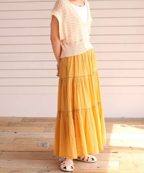 cepo（セポ）の「ボイルティアードレーススカート（スカート・レディース・ブラック/レッド/イエロー/ブルー・M）」の6枚目の写真