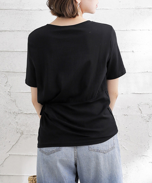 Bifrost（ビフレスト）の「サイドリボンTシャツ（Tシャツ/カットソー・レディース・ホワイト/ブラック・F）」の4枚目の写真