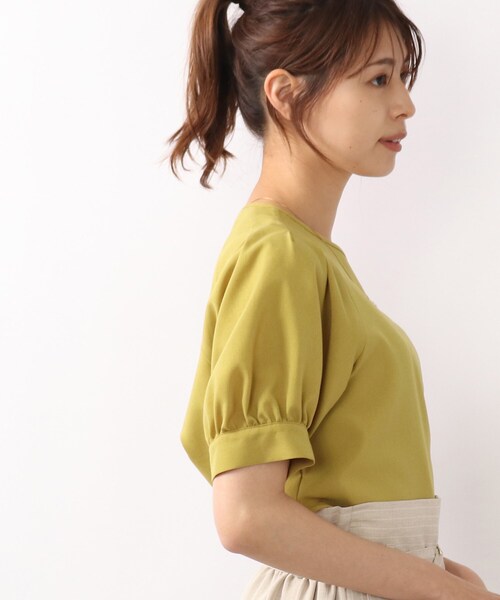 DRESKIP（ドレスキップ）の「◆【洗える/トレンド/セットアップ可】麻調肩タックボリューム袖ブラウス（シャツ/ブラウス・レディース・レモンイエロー/ネイビー/ライトベージュ/カーキ・02/04/03）」の21枚目の写真